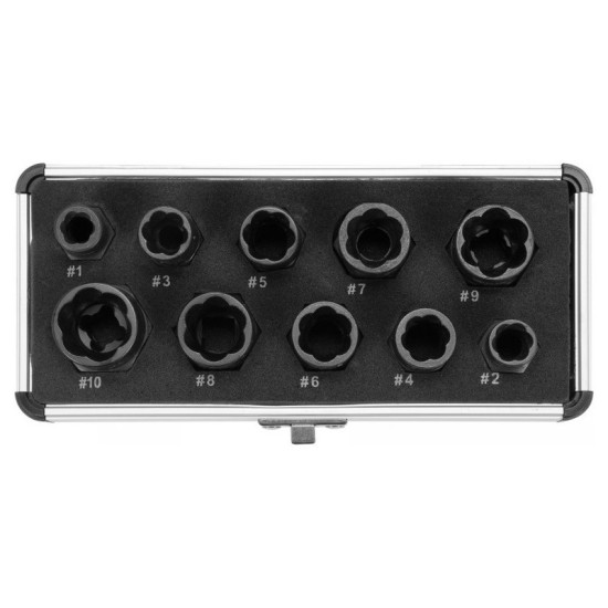 Roncsolt csavarfej leszedő készlet 10 részes 3/8" 9-19 mm YATO