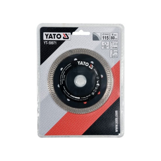 YATO Gyémánt vágótárcsa 115 x 1,6 x 10 x 22,2 mm folytonos