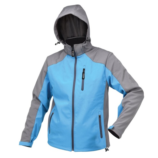 YATO sportos softshell kabát kapucnival kék XXL-es méret