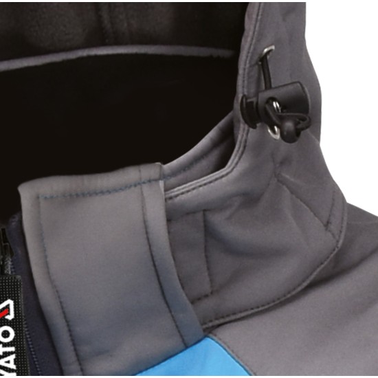 YATO sportos softshell kabát kapucnival kék XXL-es méret