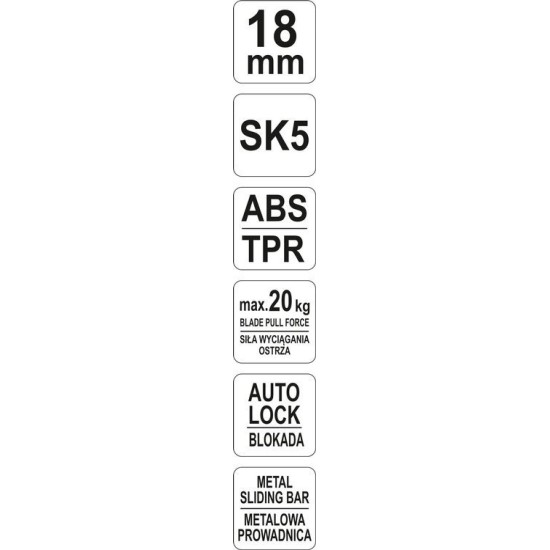 YATO Törhető pengés kés 18 mm ABS