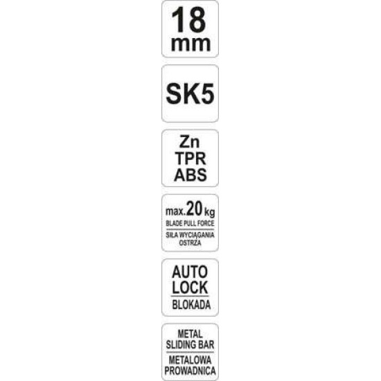 YATO Törhető pengés kés 18mm, cinkötvözetű késtest